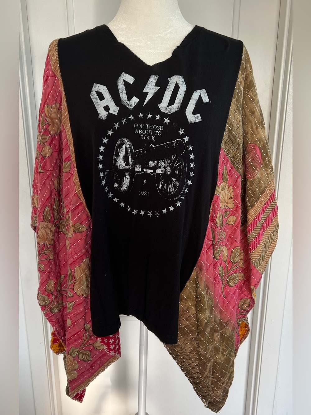 AC/DC Upcycled T-Poncho